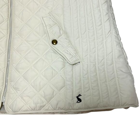 Joules Womens's Quilted Ivory Vest Gilet Pockets Sz 14 Preppy Equestrian Puffer - Picture 9 of 11